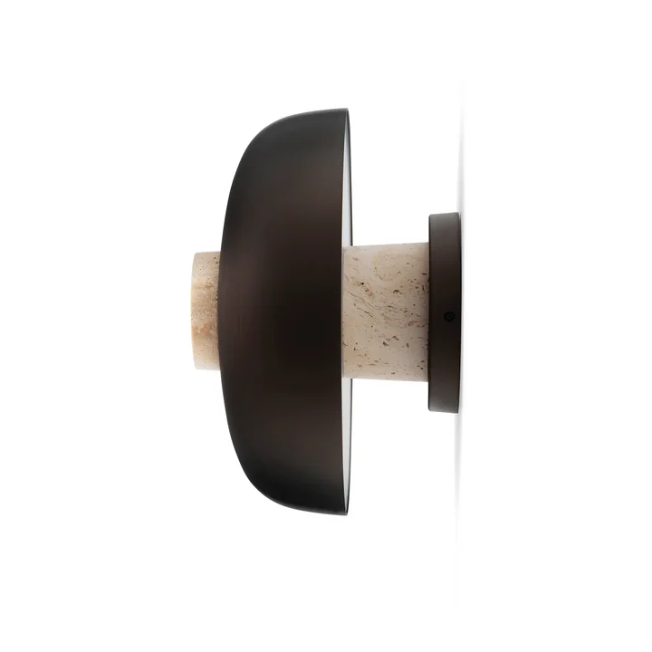 Audo - Reverse LED Applique murale, Ø 24 x H 15,5 cm, laiton bruni / pierre de travertin (câblage fixe)