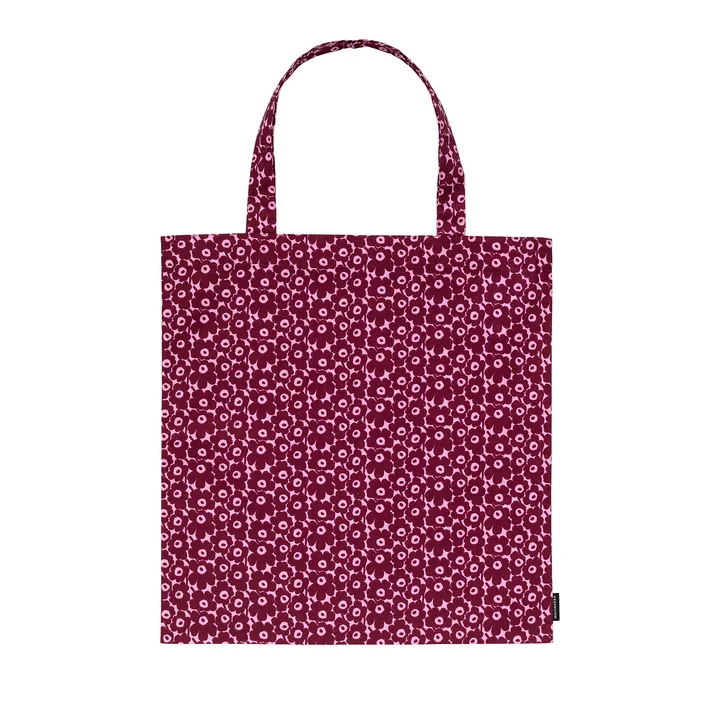 Marimekko - Pikkuinen Unikko sac à provisions, rose / rouge foncé