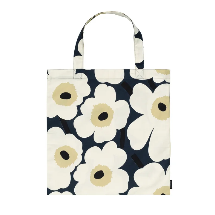 Marimekko - Pieni Unikko Sac à provisions, bleu nuit / cream / hay