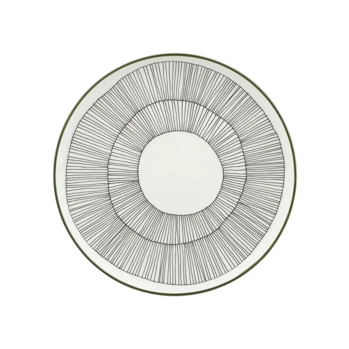 Marimekko - Oiva Kukat Puhkeavat Assiette, Ø 20 cm, blanc / vert forêt / noir