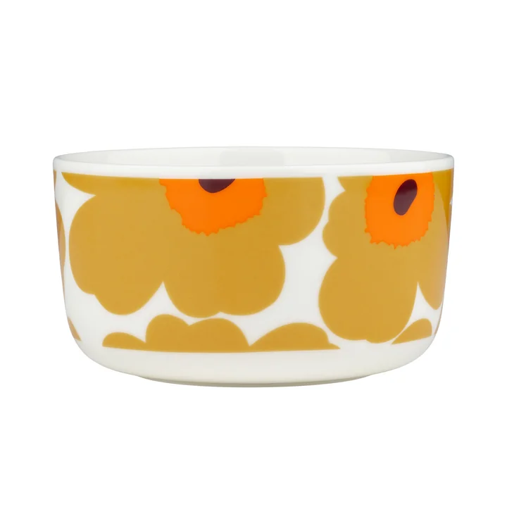 Marimekko - Oiva Unikko Bol, 500 ml, blanc / caramel / orange chaud