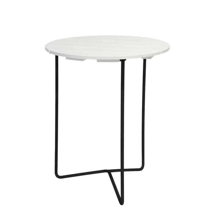 Grythyttan - 6B 60 Table de jardin Ø 60 cm, Chêne laqué blanc / noir