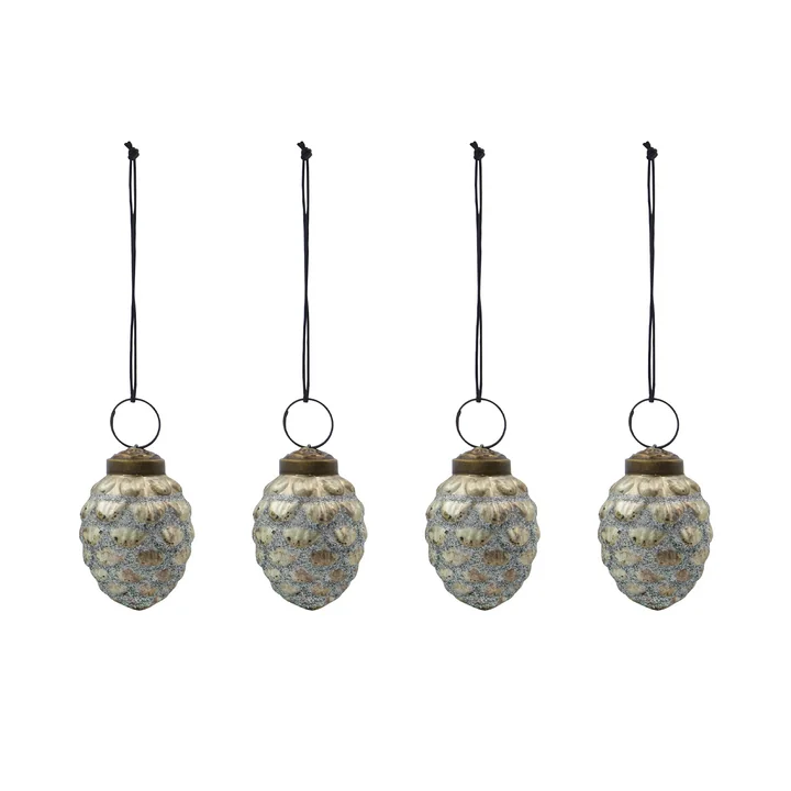 House Doctor - Cone Ornements, Ø 4 cm, argent antique, (set de 4)