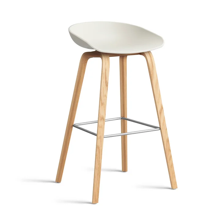 HAY - About A Stool AAS 32 H 85 cm, chêne laqué / acier inoxydable / melange cream 2. 0