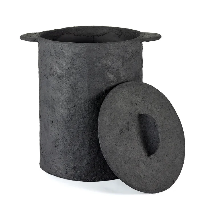 Serax - Earth Panier à linge avec sac en lin L, noir