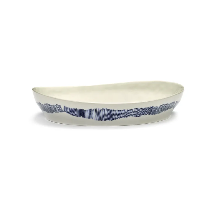 Serax - Feast plat de service S, white / blue stripes
