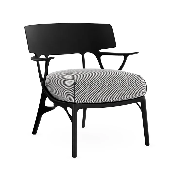 Kartell - A.I. Outdoor Lounge Chair, noir / blanc-noir (tissu Twill)