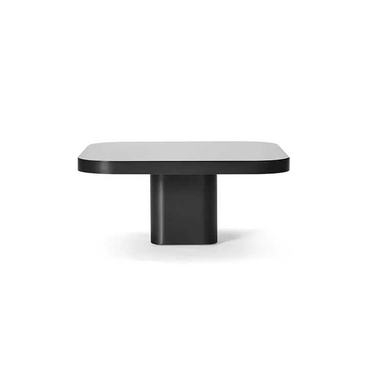 ClassiCon - Bow table basse, No. 3, 70 x 70 x 31 cm, acier noir / plateau en verre noir