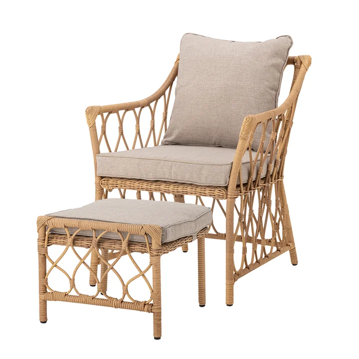 Bloomingville - Belluce Chaise longue avec tabouret, naturel