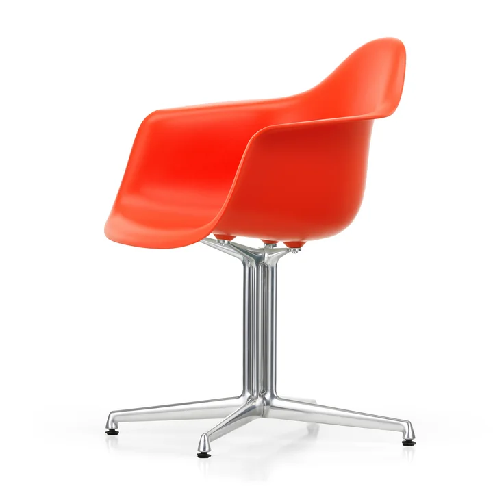 Vitra - Eames Plastic Armchair DAL RE, poli / poppy red (patins en feutre basic dark)