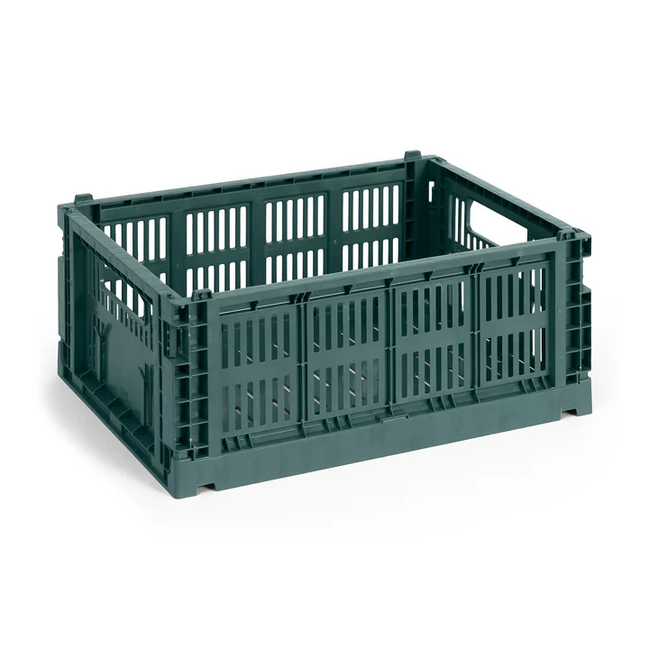 HAY - Colour Crate Corbeille M, 34,5 x 26,5 cm, vert foncé, recyclée