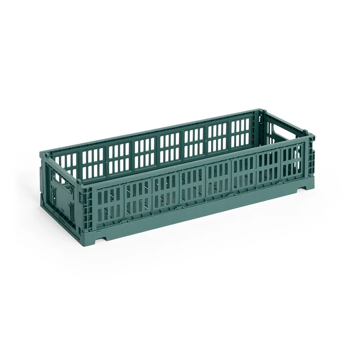 HAY - Colour Crate Panier Mini Oblong, vert foncé, recyclé