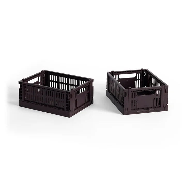 HAY - Colour Crate Panier Mini, 17 x 13 cm, bordeaux, recycled (lot de 2)