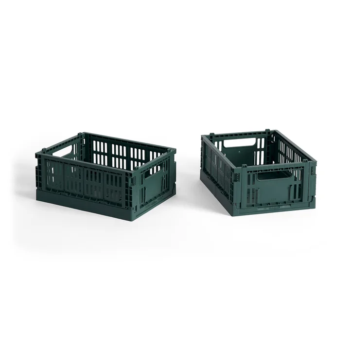 HAY - Colour Crate Panier Mini, 17 x 13 cm, vert foncé, recycled (lot de 2)