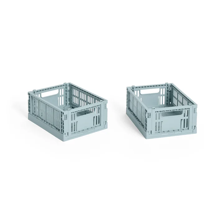 HAY - Colour Crate Panier Mini, 17 x 13 cm, dusty blue, recycled (set de 2)