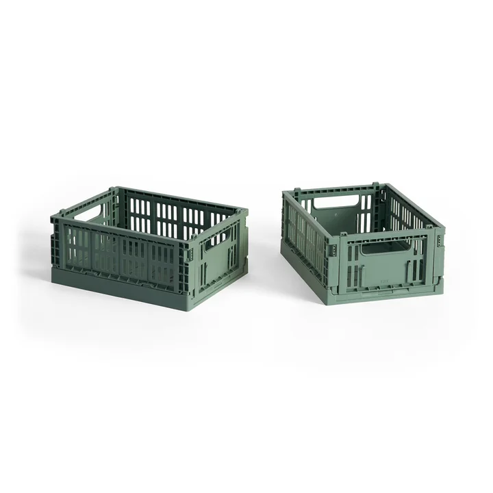 HAY - Colour Crate Panier Mini, 17 x 13 cm, vert sauge, recycled (lot de 2)