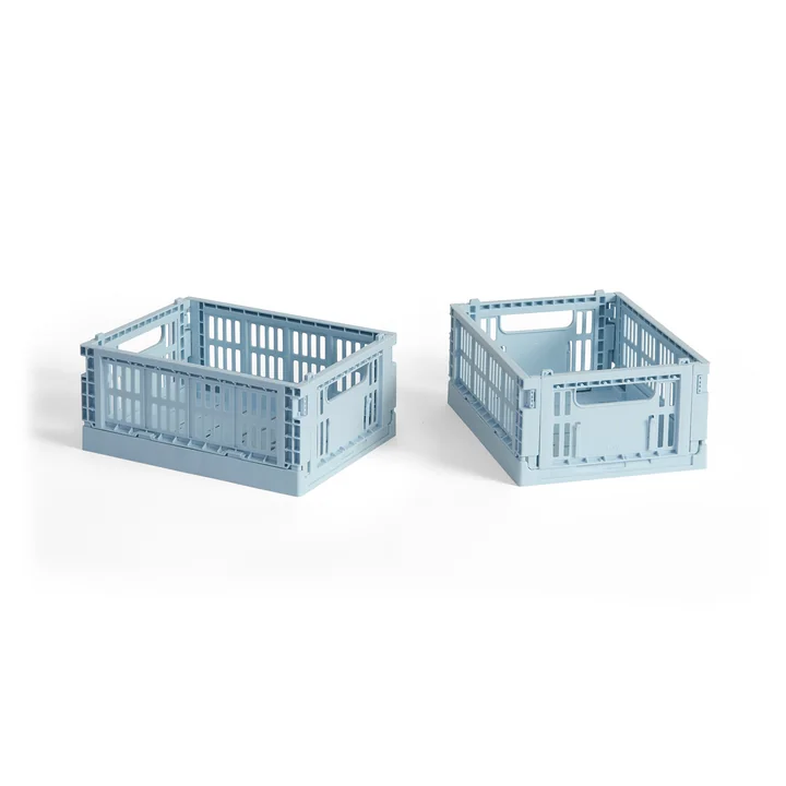 HAY - Colour Crate Panier Mini, 17 x 13 cm, soft blue, recycled (lot de 2)