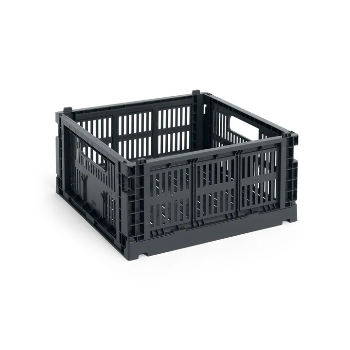 HAY - Colour Crate Corbeille Square M, 29,5 x 29,5 cm, charcoal, recyclée