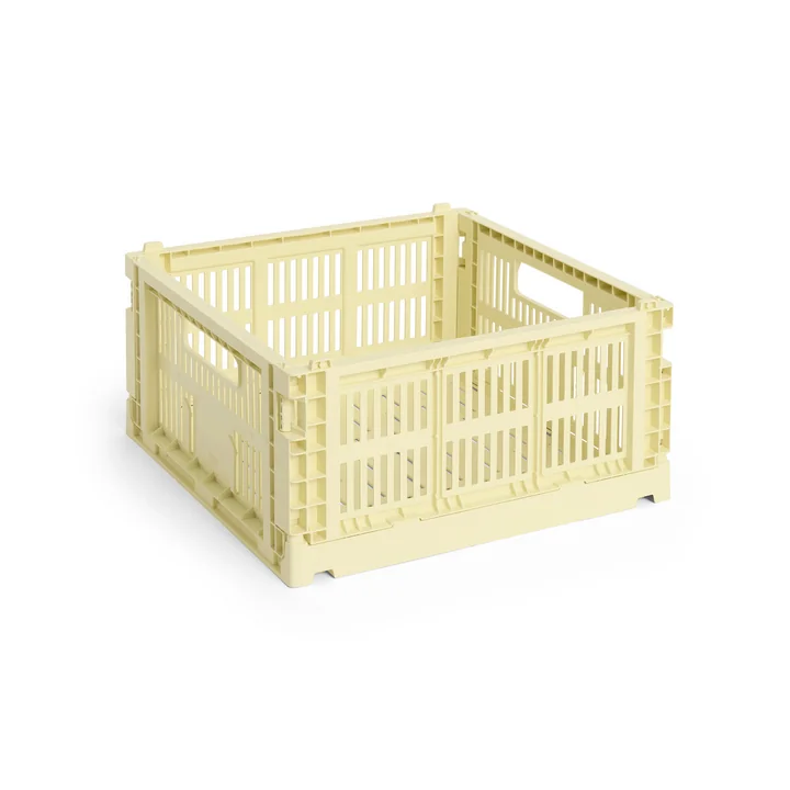 HAY - Colour Crate Corbeille Square M, 29,5 x 29,5 cm, jaune clair, recyclée