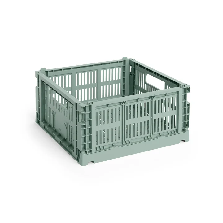 HAY - Colour Crate Corbeille Square M, 29,5 x 29,5 cm, vert sauge, recyclée