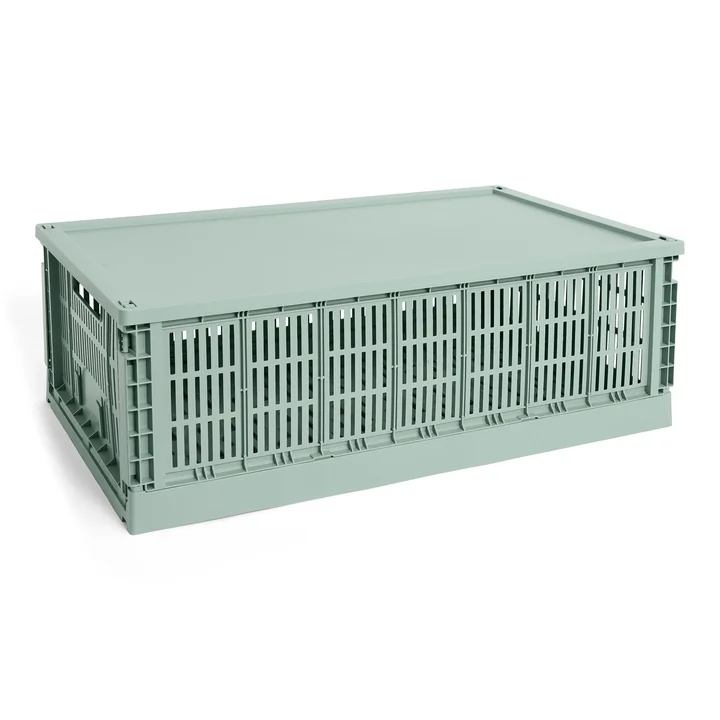 HAY - Colour Crate Corbeille XL, 68 x 42 cm, vert sauge, recyclée avec couvercle