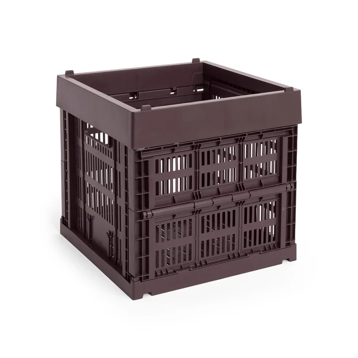HAY - Colour Crate Corbeille Cube, 29,5 x 29,5 cm, bordeaux, recyclée