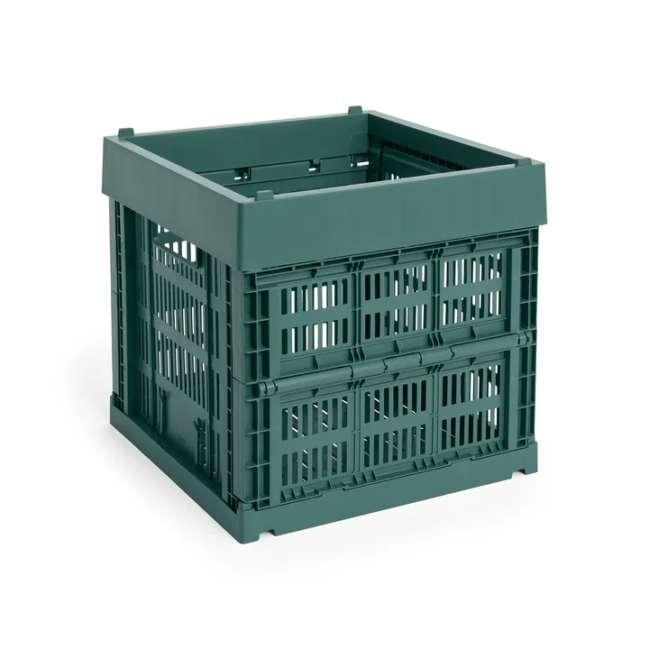 HAY - Colour Crate Corbeille Cube, 29,5 x 29,5 cm, vert foncé, recyclée