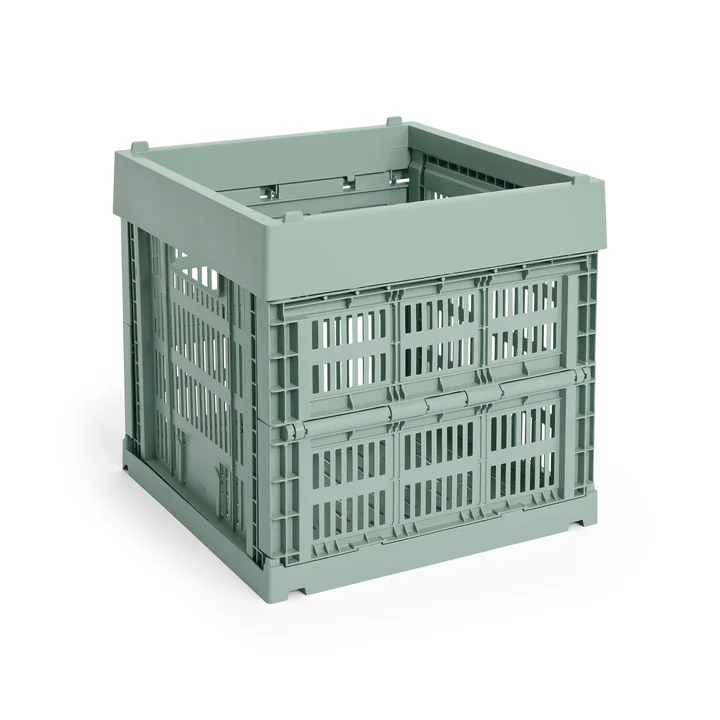 HAY - Colour Crate Corbeille Cube, 29,5 x 29,5 cm, vert sauge, recyclée