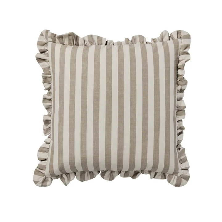 Broste Copenhagen - Ina Taie d'oreiller, 50 x 50 cm, brown kelp / castle beige