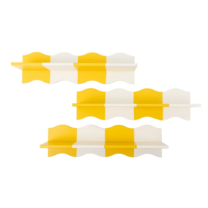 Bloomingville Mini - Bubbi Étagère murale, 80 cm, jaune / blanc