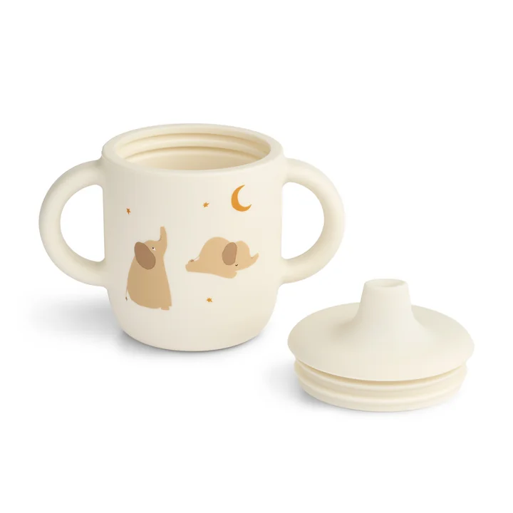 LIEWOOD - Neil Silicone Tasse à boire, éléphant / creme de la creme