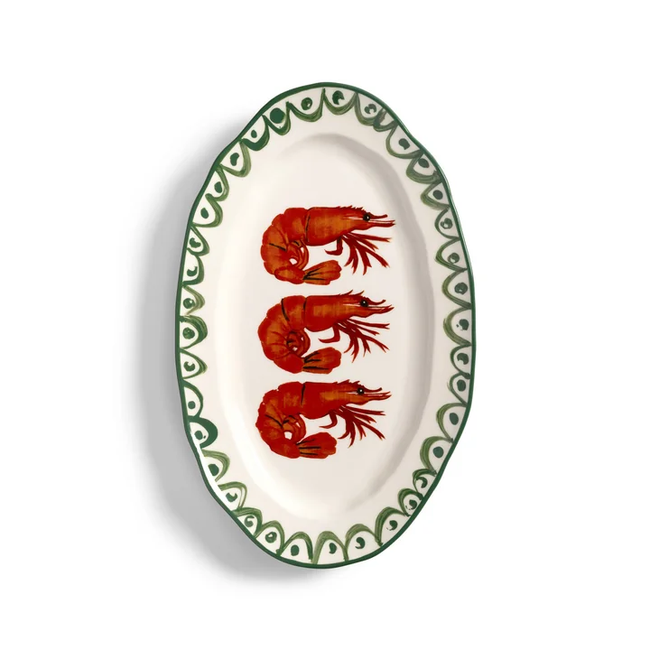 and klevering - Sirène plat de service, 34,5 cm, Crevette, multicolore