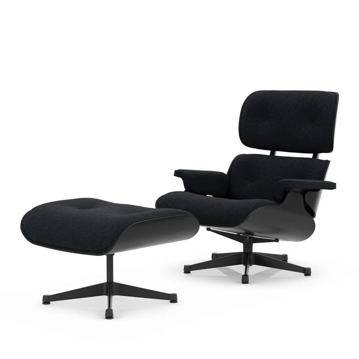 Vitra - Lounge Chair & Ottoman, noir, châtaignier noir, Nubia, anthracite / noir