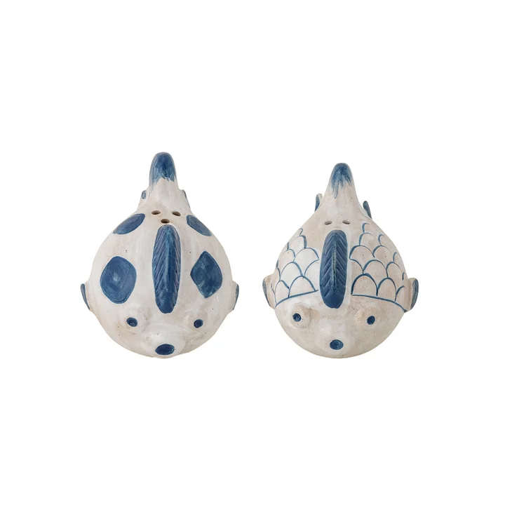 Bloomingville - Fugu Set de salière et poivrière, bleu (set de 2)