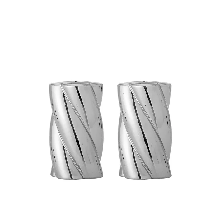 Bloomingville - Silvia Porte-bougies, argent (set de 2)