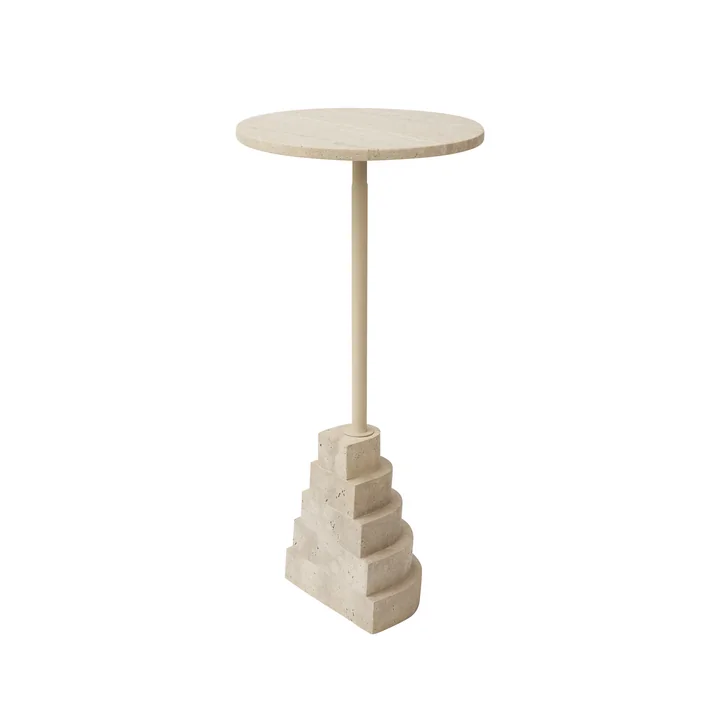 AYTM - Solum table d'appoint Ø 32 x H 67 cm, sable / travertin