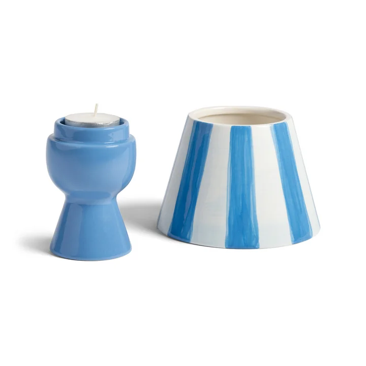 & klevering - Cantine Porte-bougies à réchaud, Ø 12 x 16 cm, bleu