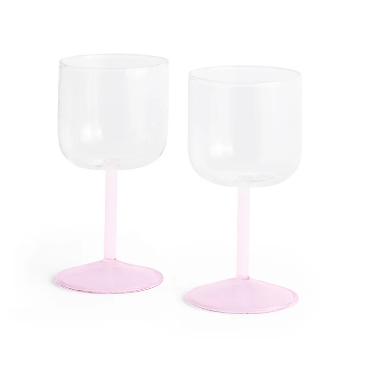 HAY - Tint Verre à vin, transparent / jade pink / light pink (set de 2)