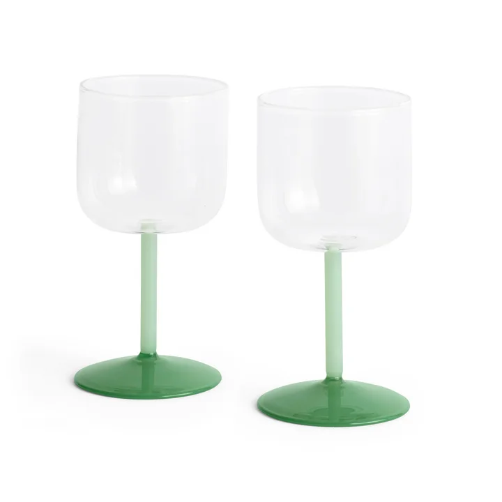HAY - Tint Verre à vin, transparent / jade light green / jade dark green (set de 2)