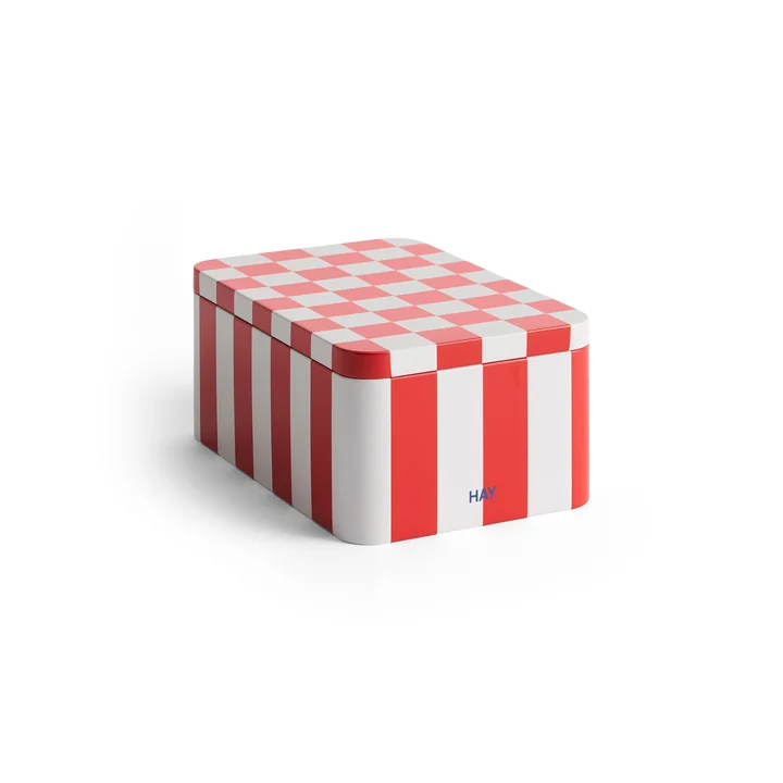 HAY - Tin Container S, rouge / blanc cassé