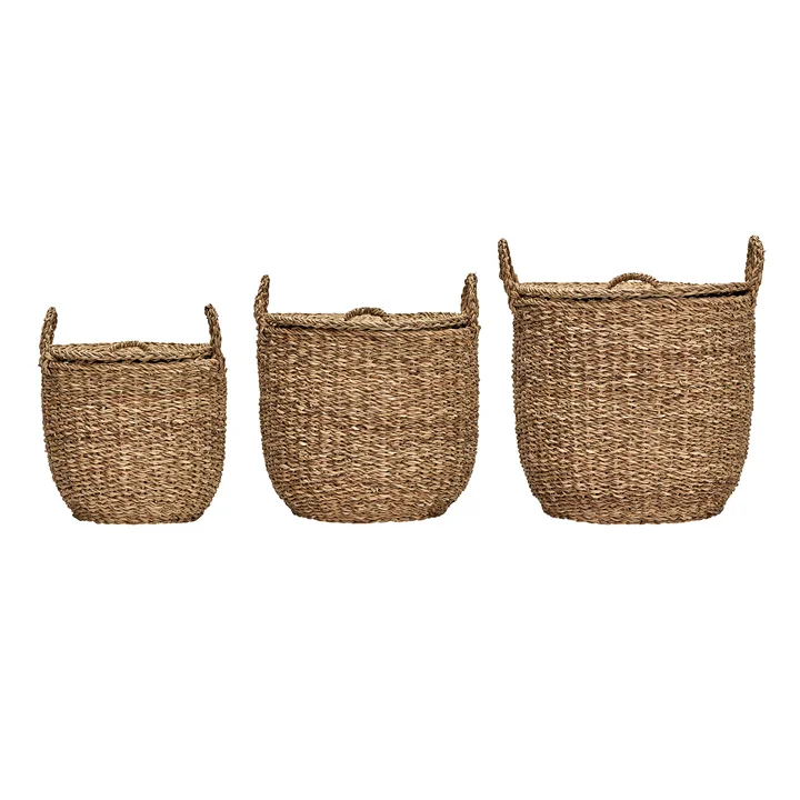 Meraki - Round Panier de rangement, Ø 29 x 27 cm, naturel (set de 3)