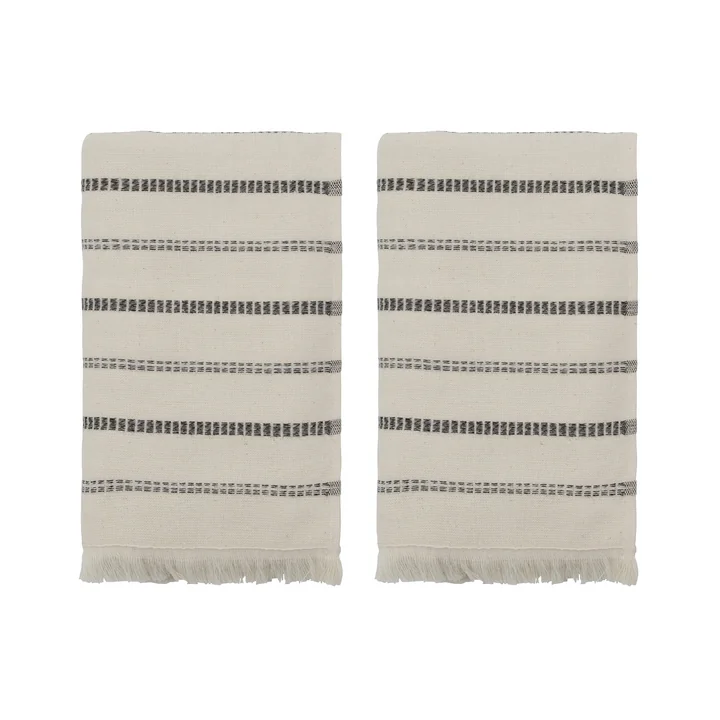 Meraki - True Serviette, 100 x 50 cm, blanc cassé / noir (set de 2)