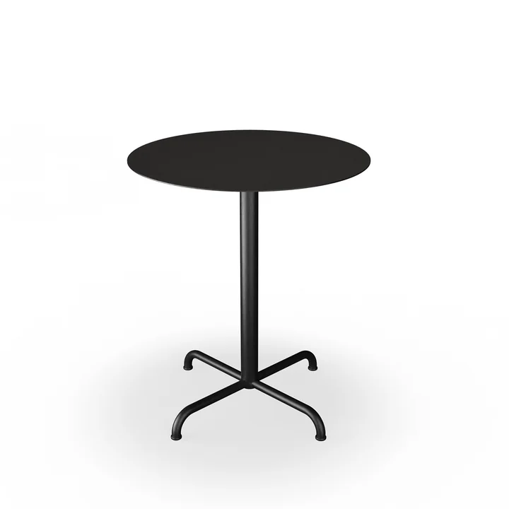 HOUE - Pico table de jardin, Ø 64 cm, piétement 4 étoiles, noir