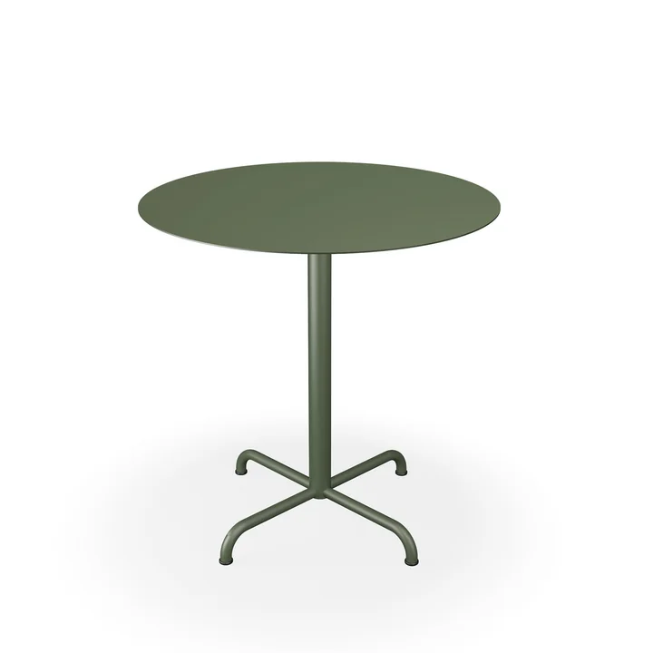 HOUE - Pico table de jardin, Ø 74 cm, piétement 4 étoiles, vert olive