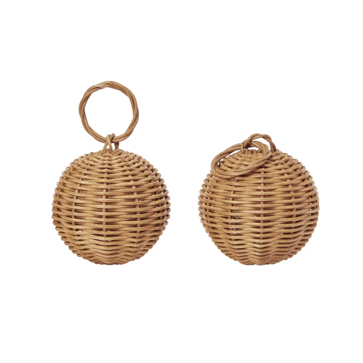 Ferm Living - Braided Baubles Décorations de Noël, nature (set de 2)