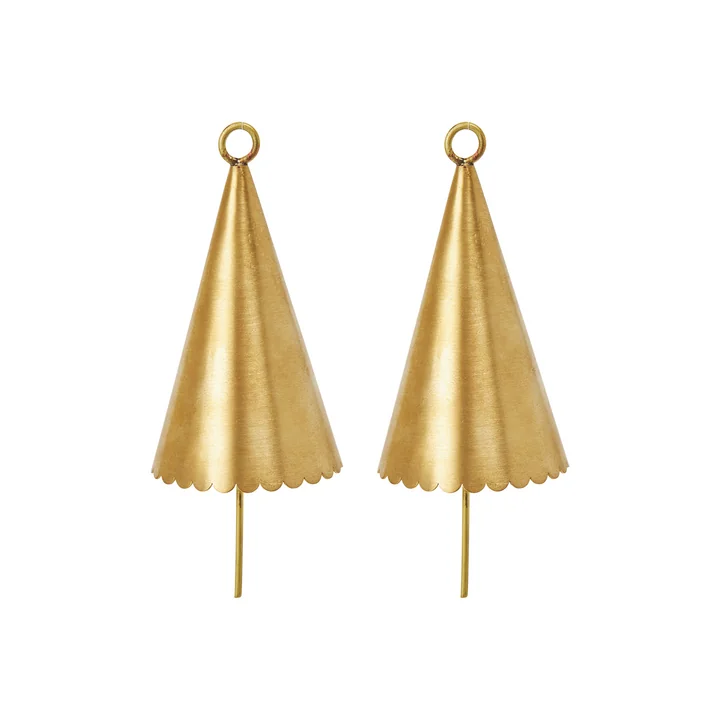 Ferm Living - Cone Bell Décorations de Noël, laiton (set de 2)