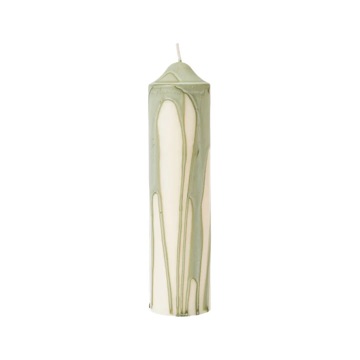 Ferm Living - Dryp Bougie bloc, H 20 cm, vert thé / blanc
