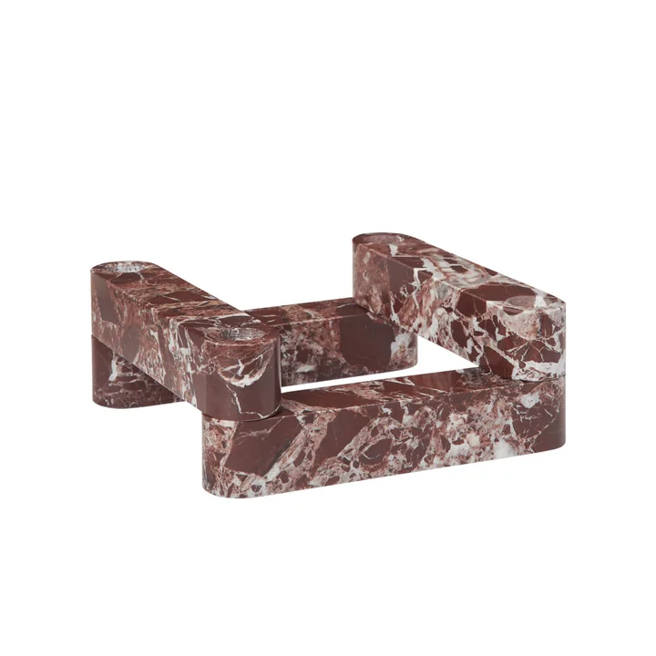 Ferm Living - Newel Modular Bougeoir, rouge / Marbre Rosso Levanto (4 pièces)