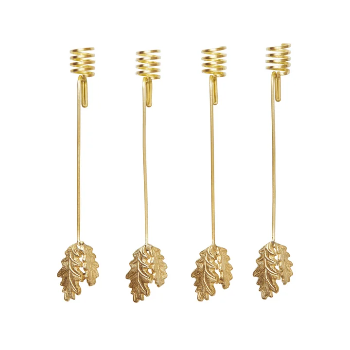 Ferm Living - Oak Leaf Porte-bougies de Noël, laiton (set de 4)