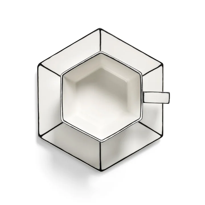 Serax - Carte Blanche Tasse à cappuccino avec soucoupe, blanc / noir